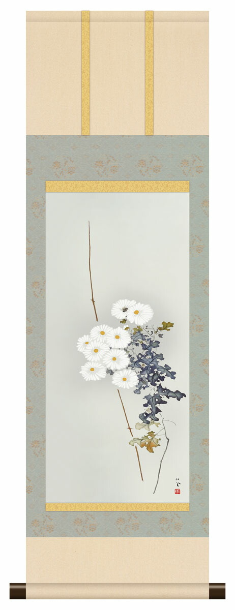 楽天市場】10年保証 掛け軸 ミニ掛け軸 和風 花鳥画 秋掛け 秋草に兎