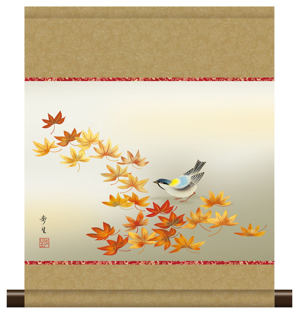 楽天市場】10年保証 掛け軸 ミニ掛け軸 和風 花鳥画 秋掛け 紅葉