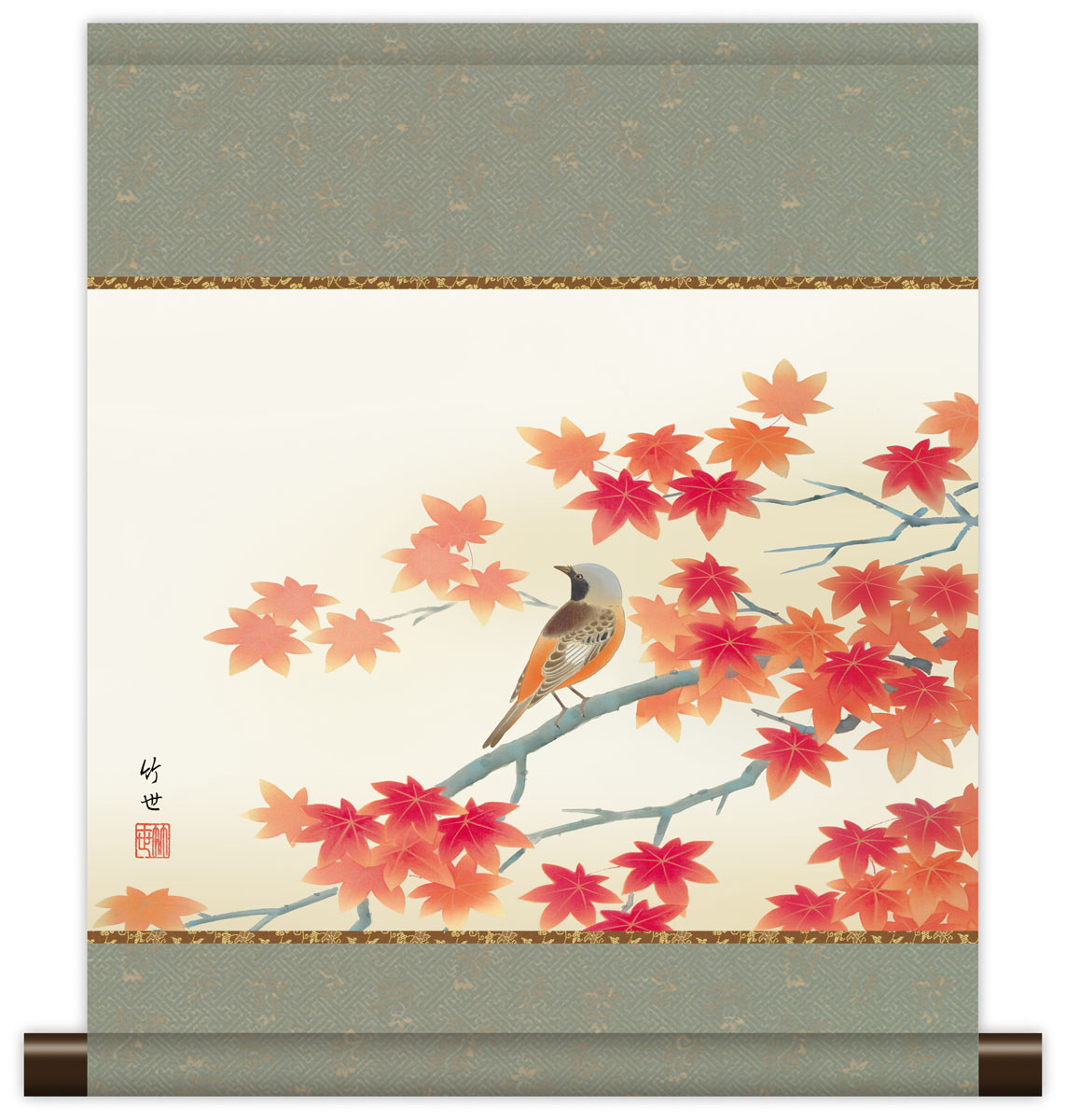 楽天市場】10年保証 掛け軸 ミニ掛け軸 和風 花鳥画 秋掛け 秋草