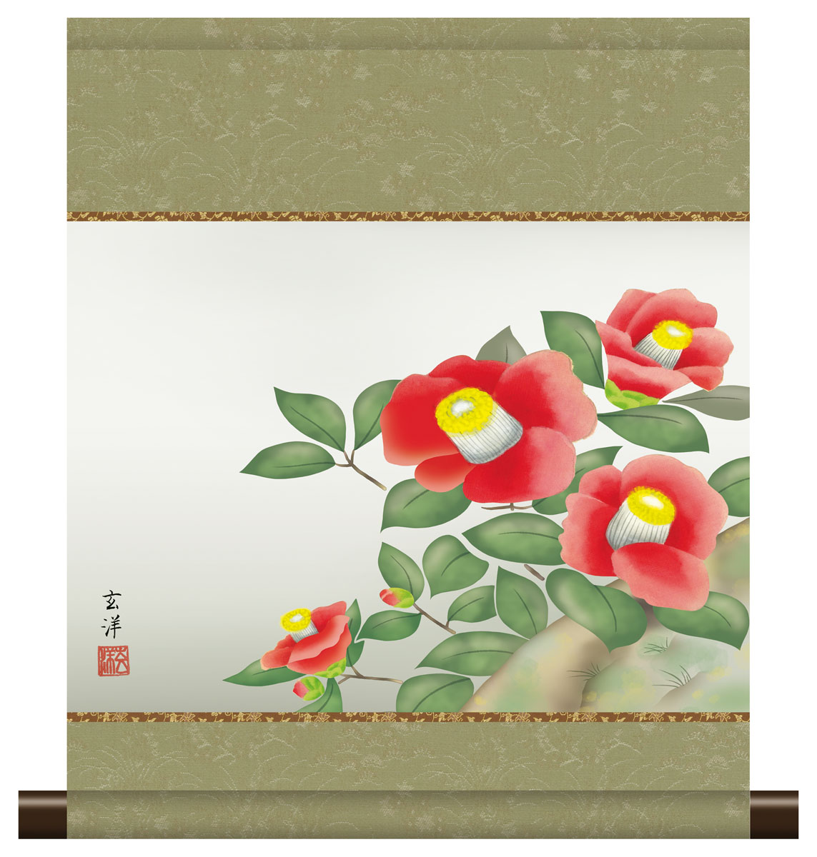 楽天市場】掛軸 掛け軸 和風モダン掛 冬用 椿 近藤玄洋 約横35cm×縦