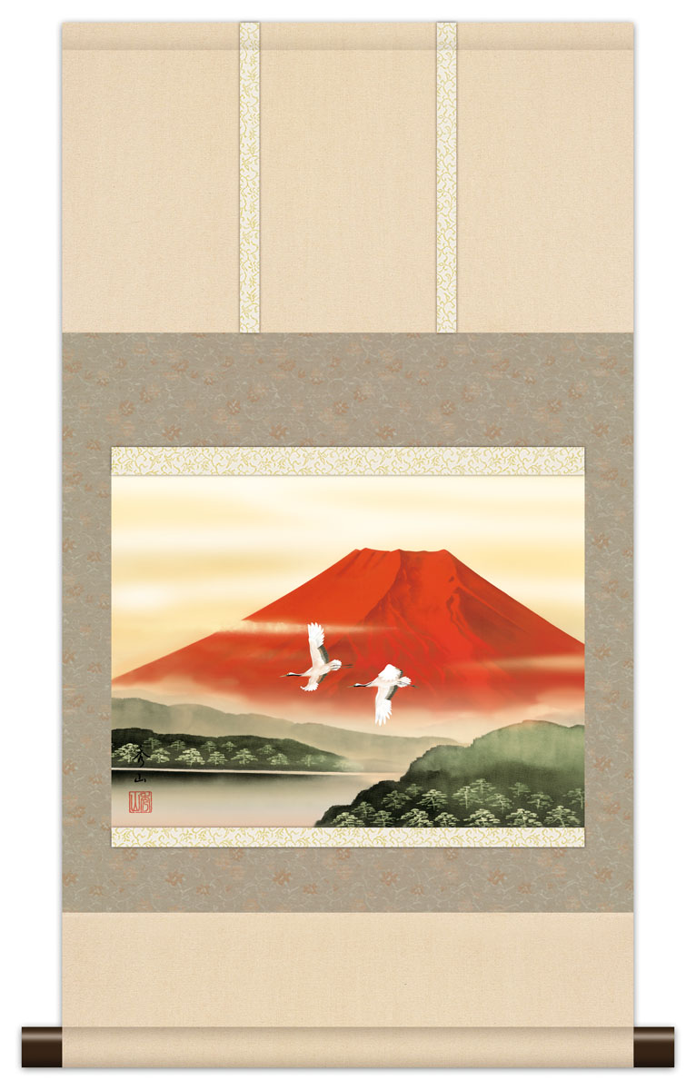 楽天市場】掛け軸 かけじく 山水画ミニ掛軸金富士(伊藤 香旬)受注後