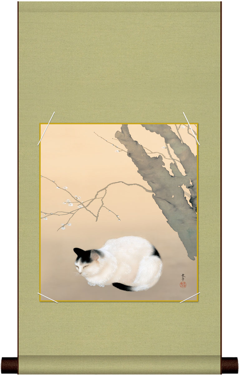 折れ・シワ有り】【外箱・重り付属】掛け軸4点セット 風景画/人物画/動物画