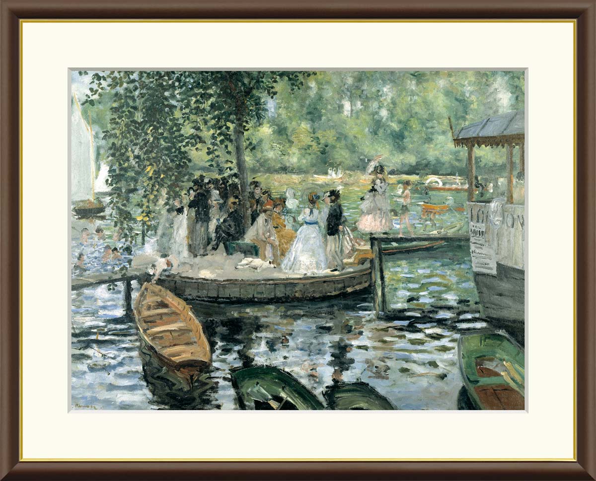 10年保証 名画 油絵 ラ・グルヌイエール ピエール＝オーギュスト・ルノワール 手彩仕上 高精細巧芸画/インテリア 額入り 額装込 アート リビング プレゼント アートフレーム 飾る グッズ ギフト おしゃれ 壁掛け 絵