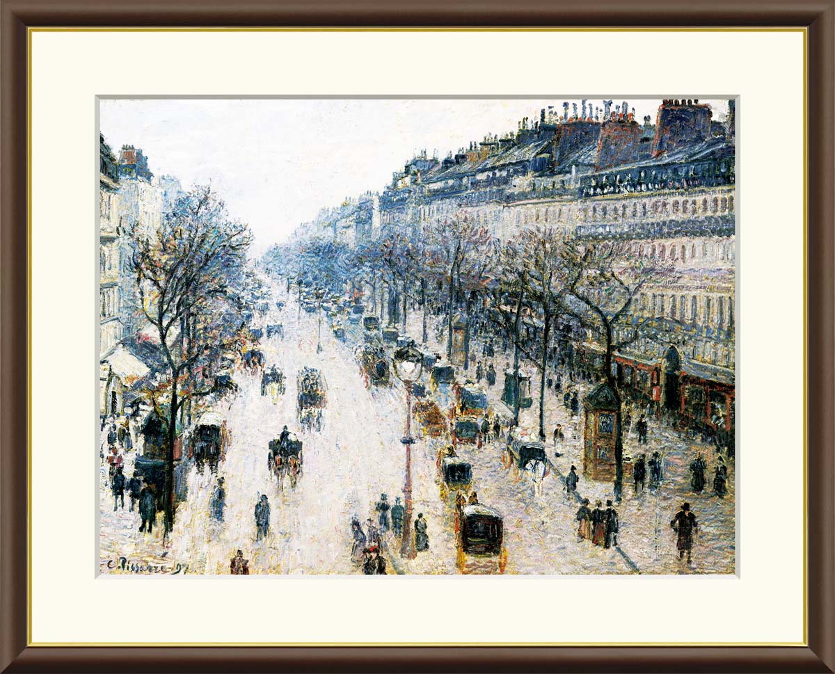 カミーユ・ピサロ、【ルーヴル、午後】、希少画集画、新品高級額・額装付 カミーユ・ピサロ、【ルーヴル、午後】、希少画集画、新品高級額