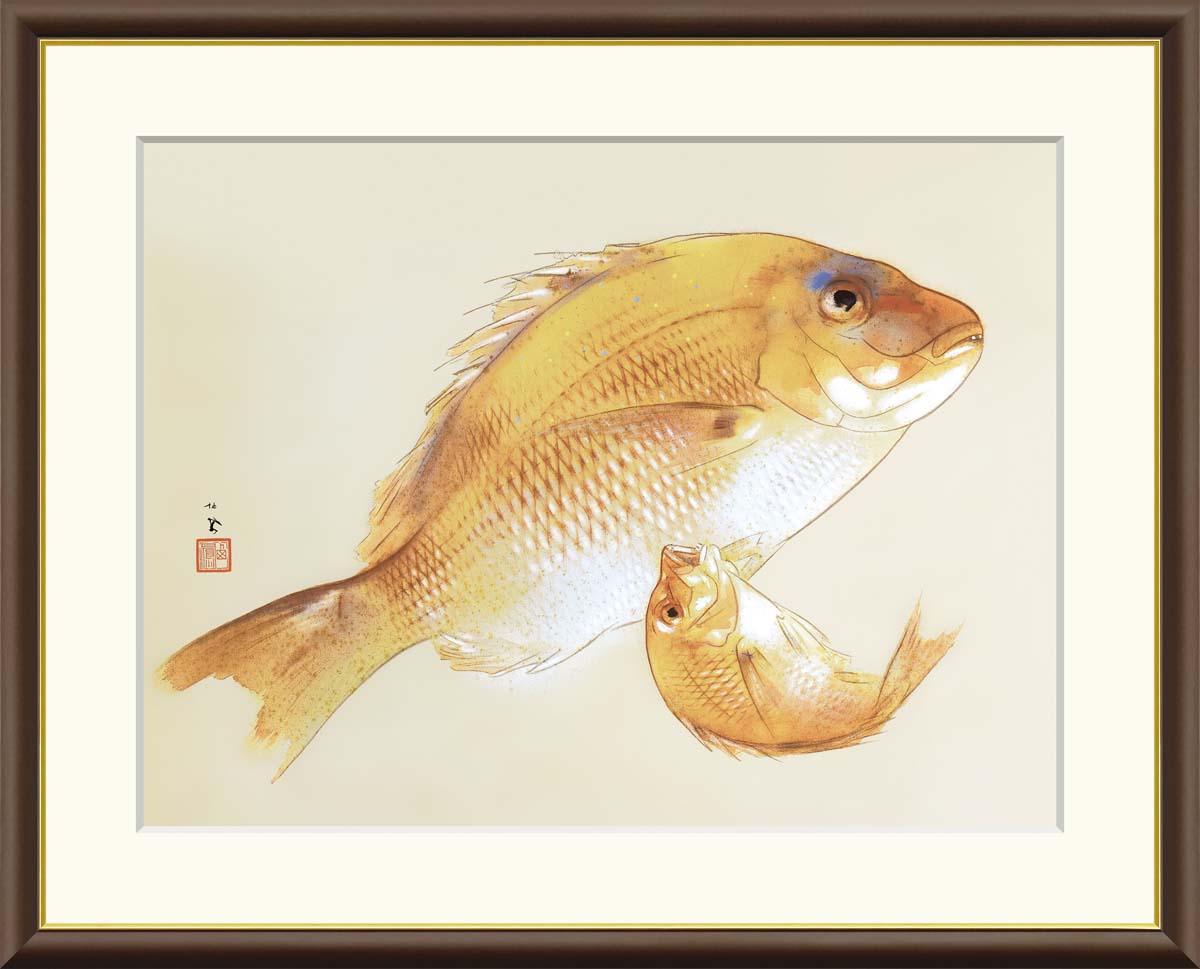10年保証 名画 油絵 海幸 竹内栖鳳 手彩仕上 高精細巧芸画/インテリア 額入り 額装込 アート リビング プレゼント アートフレーム 飾る グッズ ギフト おしゃれ 壁掛け 絵