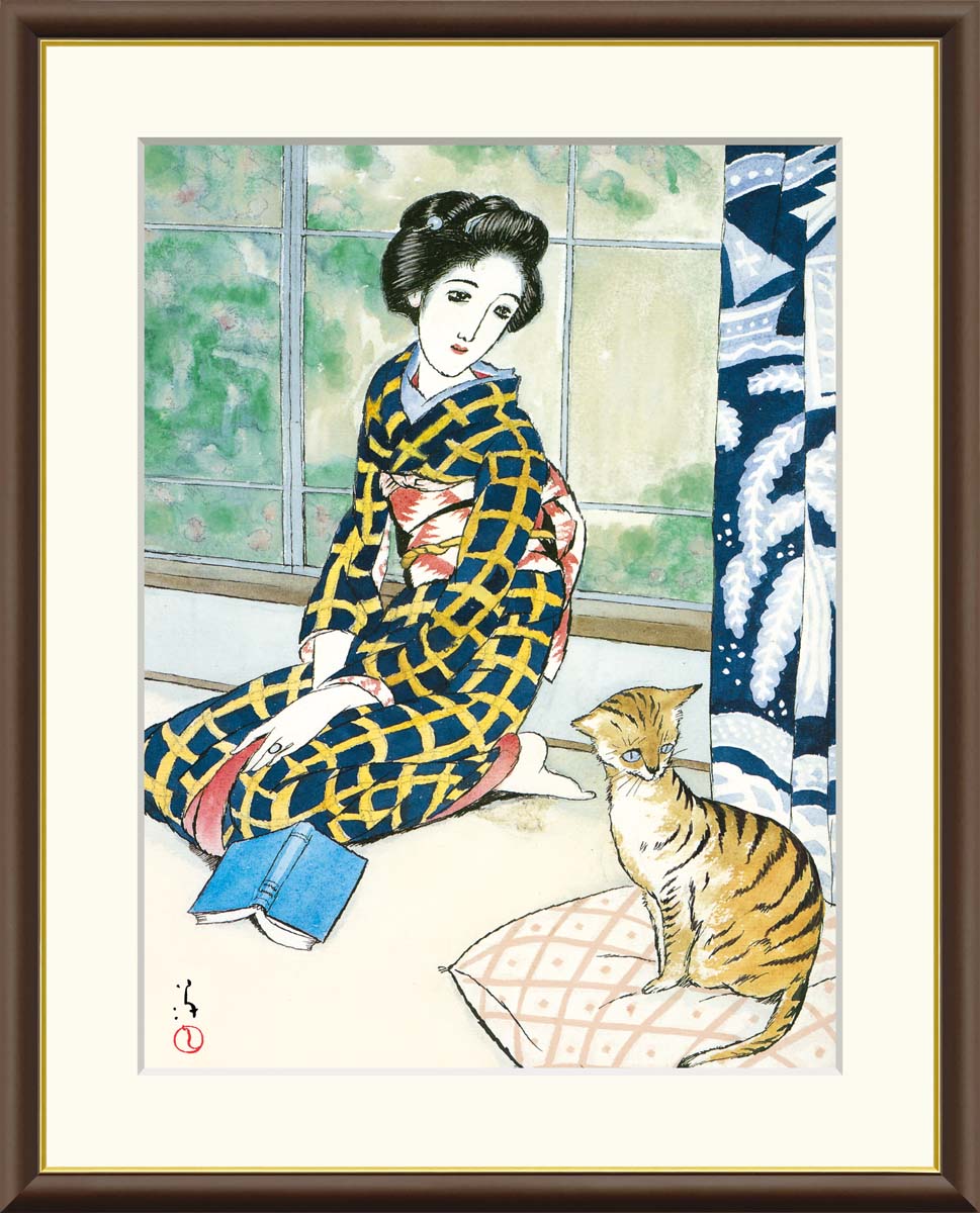 楽天市場】☆ 版画 竹久夢二 「浅草の女」 木絵画 版画 額付き