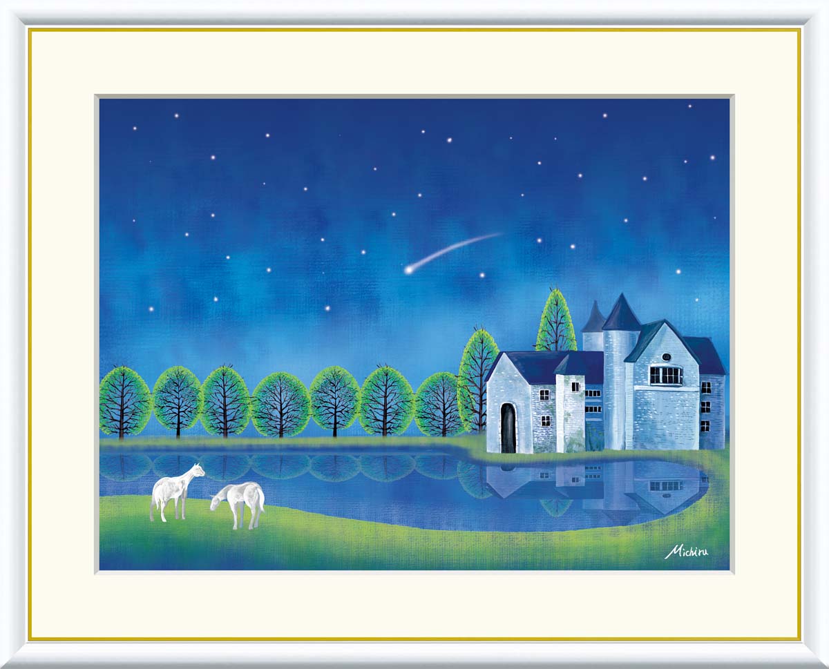 楽天市場】絵画 越智紀久張 油絵・油彩画 『宵』 夜景 星 月 空