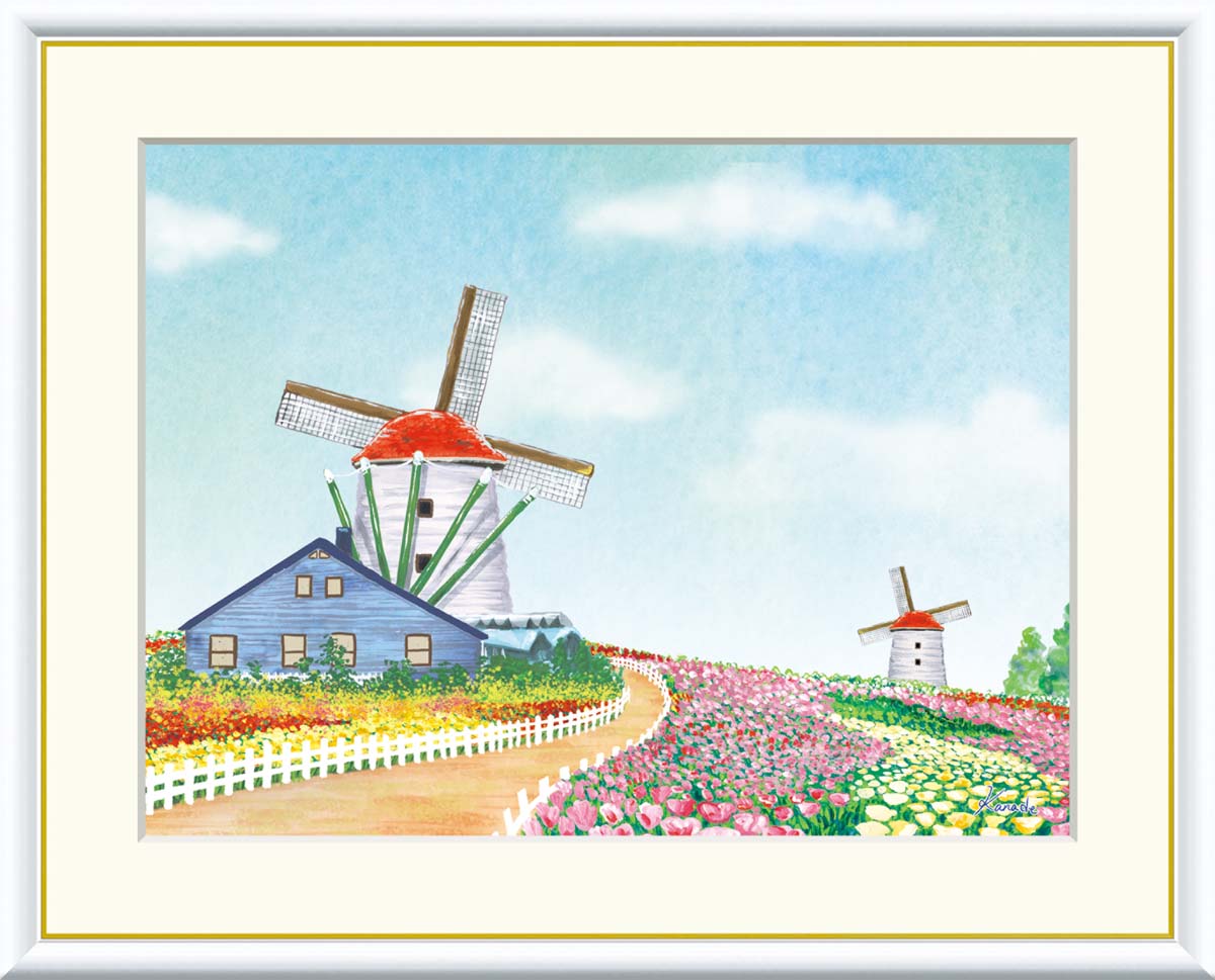 ベルギー クノックの風車 絵画 額装 インテリア ベルギー クノックの風車 絵画 額装 インテリア
