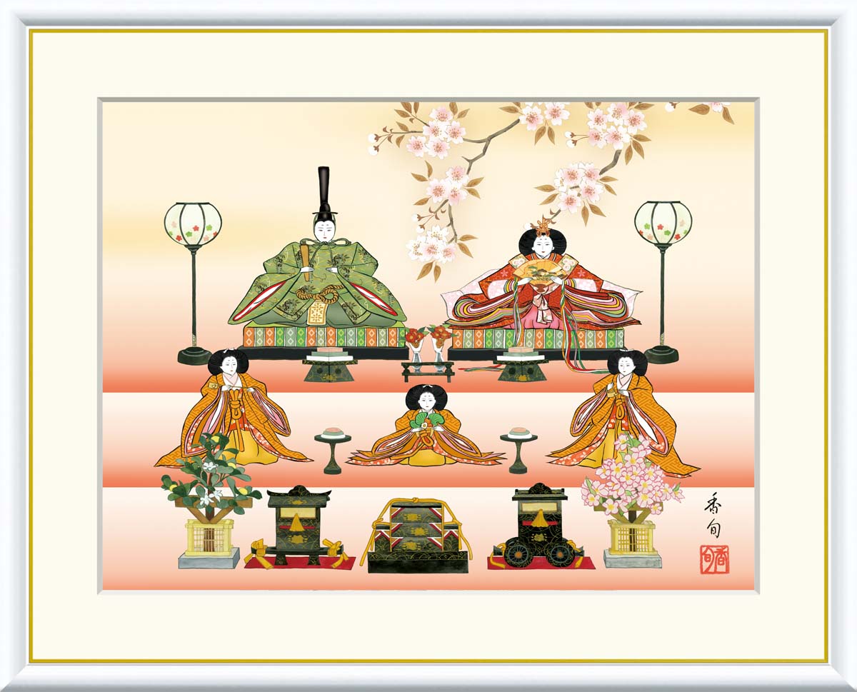 楽天市場】miniおひなさま 七宝焼 七宝焼き 七宝絵画 額 水彩画 版画