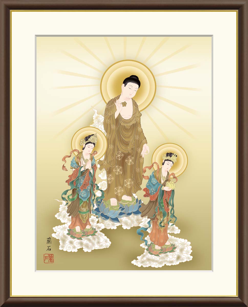 楽天市場】額入りアート 仏事 「阿弥陀三尊佛」 J4-K004 F8:61cm