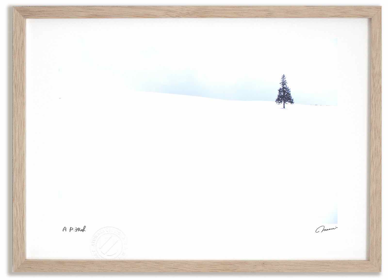 アートフォト 絵画 雪のクリスマスツリーの木1 高橋真澄/インテリア 額入り 額装込 風景画 油絵 ポスター アート アートパネル リビング 玄関 プレゼント モダン アートフレーム 飾る おしゃれ 壁掛け 絵