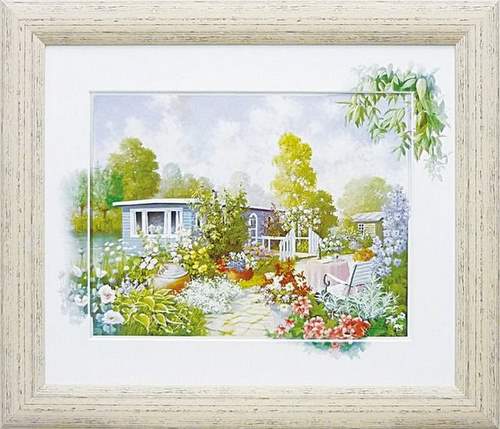 絵画 ピーター モッツ・ハウスボート/インテリア 額入り 額装込 風景画 油絵 ポスター アート アートパネル リビング 玄関 プレゼント モダン アートフレーム 飾る 3Lサイズ おしゃれ 壁掛け 絵｜絵画・壁飾り　風景専門店あゆわら