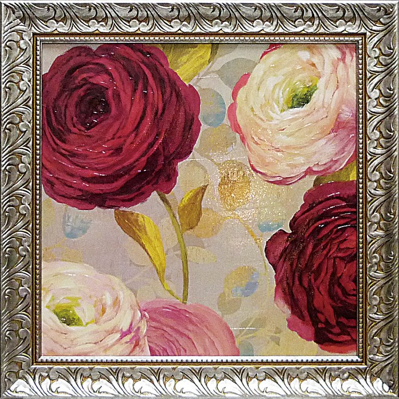 絵画 インテリア　絵　額付 (白）油絵　uF6-113802　花（ばら） 絵画 インテリア 絵 額付 (白）油絵 uF6-113802 花（ばら