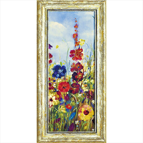 絵画 カルメン ドルチェ「メドウ フローラル1」/インテリア 額入り 額装込 風景画 油絵 ポスター アート アートパネル リビング 玄関 プレゼント モダン アートフレーム 飾る Lサイズ おしゃれ 壁掛け 絵｜絵画・壁飾り　風景専門店あゆわら