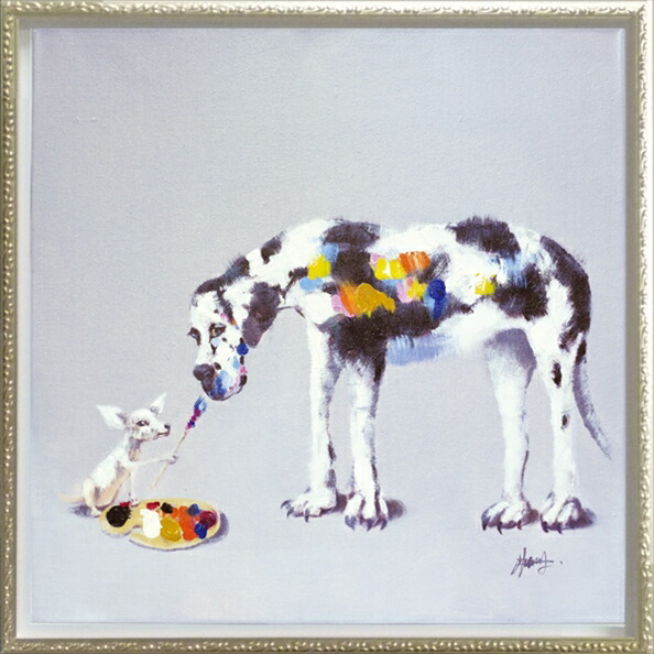 油絵 オイル ペイント アート「ドッグ ペインティング(Mサイズ)」/額入り 額装込 風景画絵画・壁掛けアートは、リビングや玄関におすすめのインテリア。かわいい壁飾りはお部屋を癒やしてくれそう。プレゼントにも。 3Lサイズ おしゃれ 壁掛け 絵|絵画・壁飾り 風景専門店あゆわら
