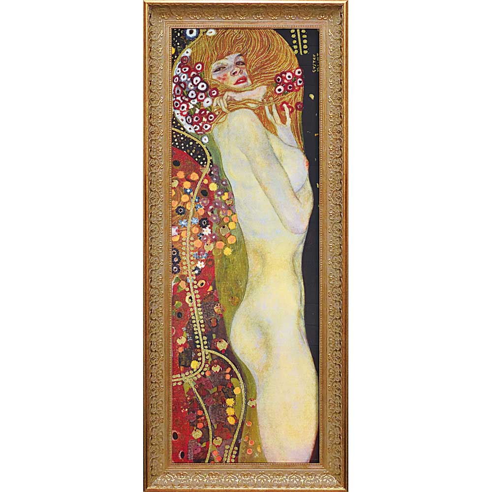 名画 グフタフ クリムト「水蛇」/インテリア 額入り 額装込 風景画 油絵 ポスター アート アートパネル リビング 玄関 プレゼント モダン アートフレーム 飾る 4Lサイズ おしゃれ 壁掛け 絵