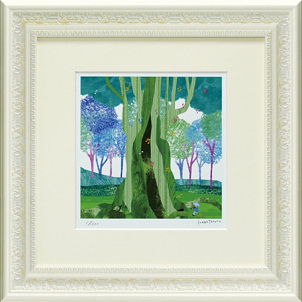 楽天市場】ジグレー版画 はりたつお「城と湖」/インテリア 額入り 額装