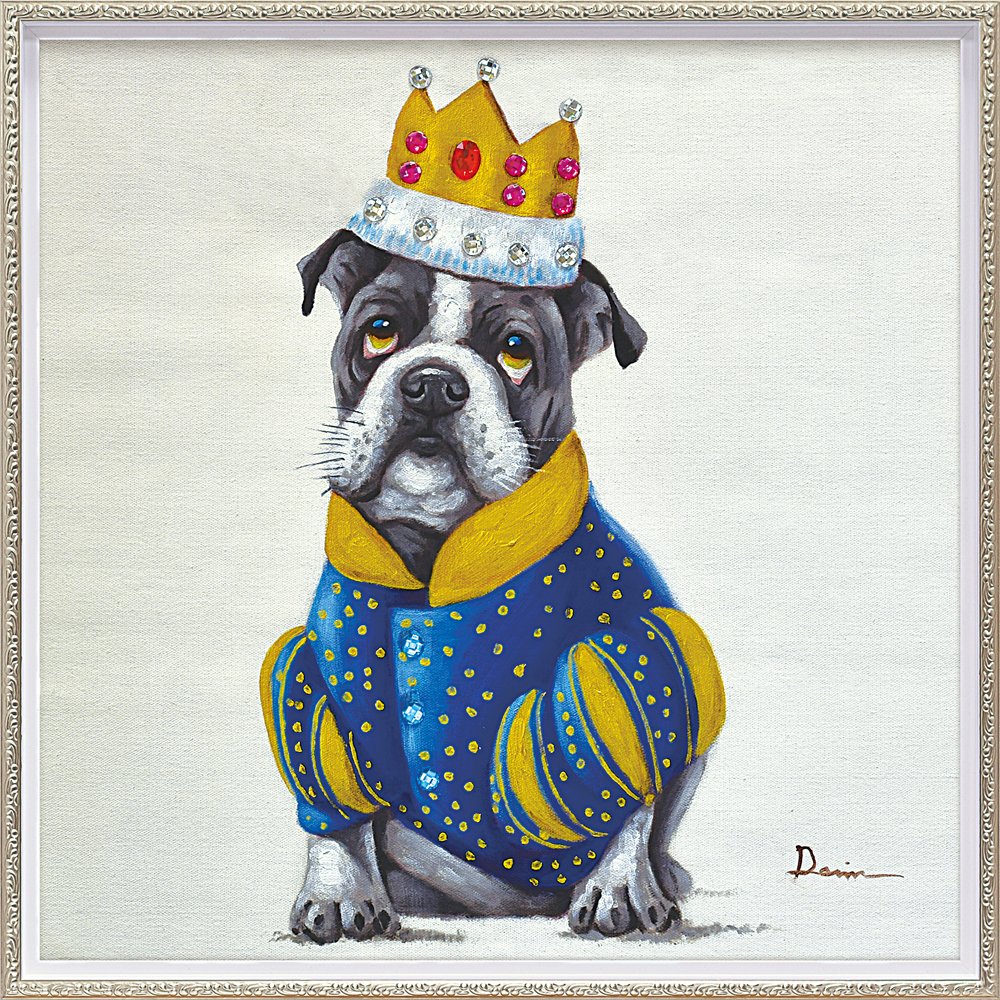 絵画 油絵 オイル ペイント アート「キング ドッグ(Mサイズ)」/インテリア 額入り 額装込 風景画 油絵 ポスター アート アートパネル リビング 玄関 プレゼント モダン アートフレーム 飾る 3Lサイズ おしゃれ 壁掛け 絵|絵画・壁飾り 風景専門店あゆわら