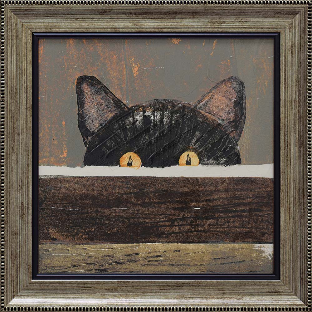 黒猫王子 油絵 原画 手描き 絵画 油彩画 1年保証付き 「猫かぶり」黒猫 手描き 絵画 原画 油絵 絵画/タペストリ