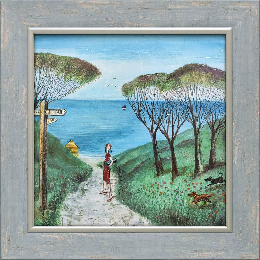 絵画 ジョー ラム「ビーチ パス」/額入り 絵画 アート リビング 玄関 トイレ インテリア かわいい 壁飾り 癒やし プレゼント ギフト アートパネル ポスター Sサイズ おしゃれ 壁掛け 絵