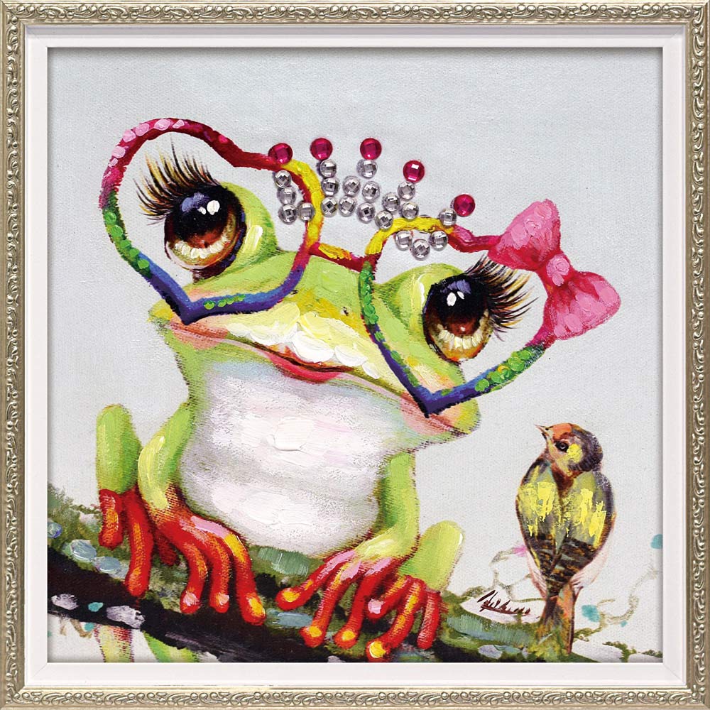 楽天市場】絵画 額入り オイルペイント 【カエルの星(Mサイズ