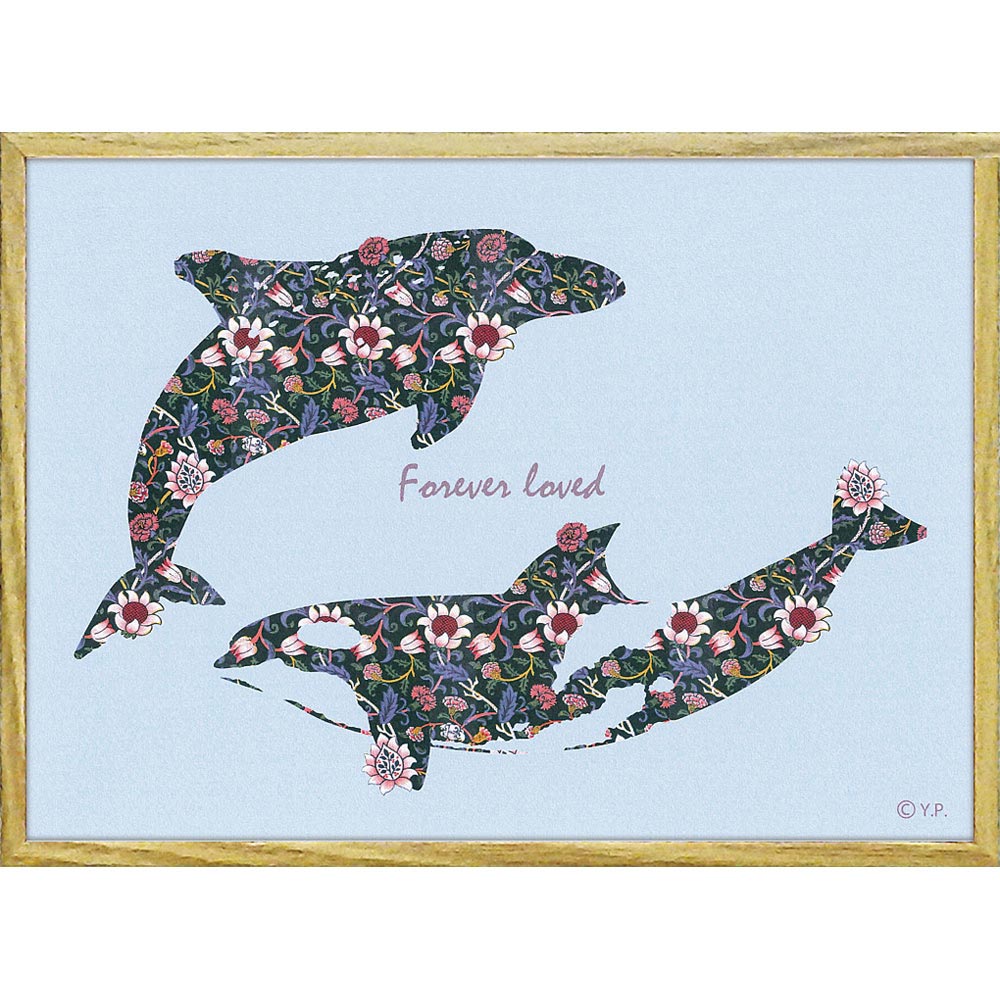 楽天市場】絵画 アニマルシルエット アート ドルフィン＆キラー