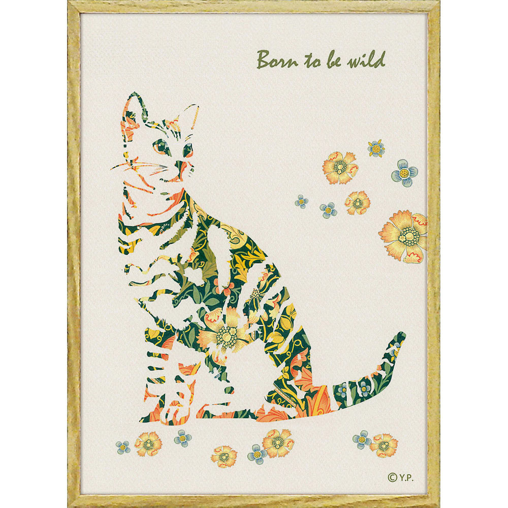 猫のアート額入り 猫の絵No.105・原画｜額入り・ハガキサイズ・ラッピング無料