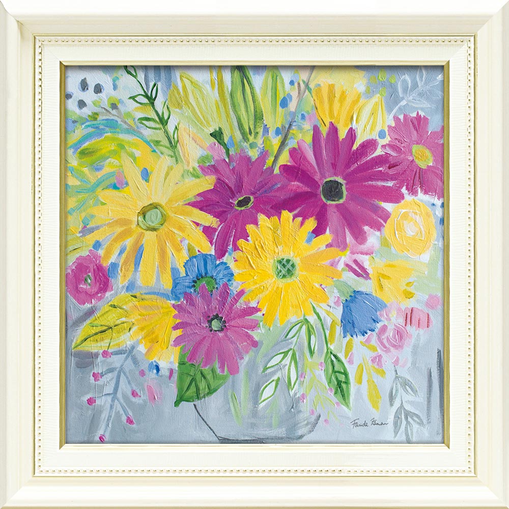 プリントアート ホワイトフラワー 絵画 額付き インテリア 並行輸入品】額入りフラワーキャンバス ウォールアート ピンク
