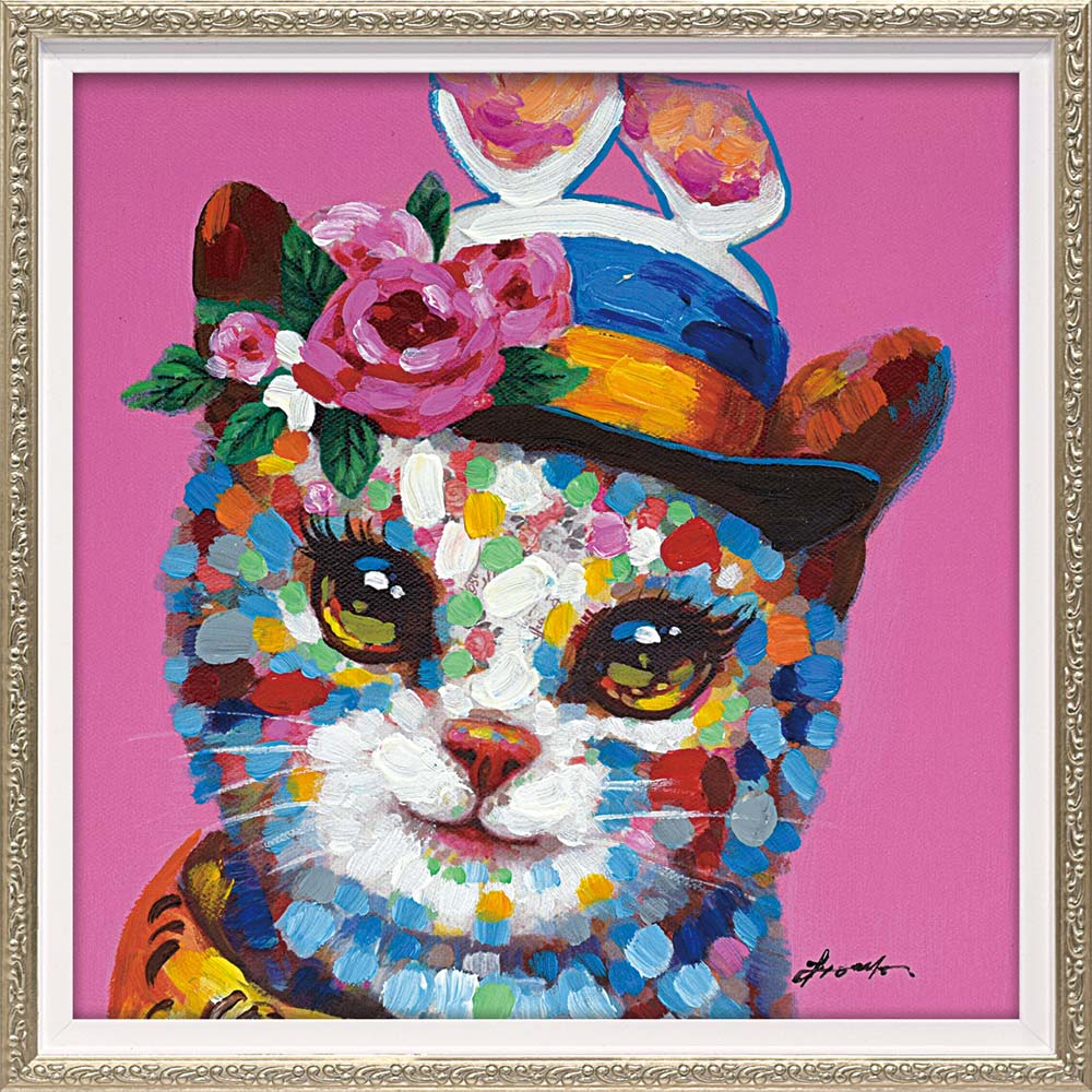 楽天市場】絵画 オイル ペイント アート ボウタイ キャット（S