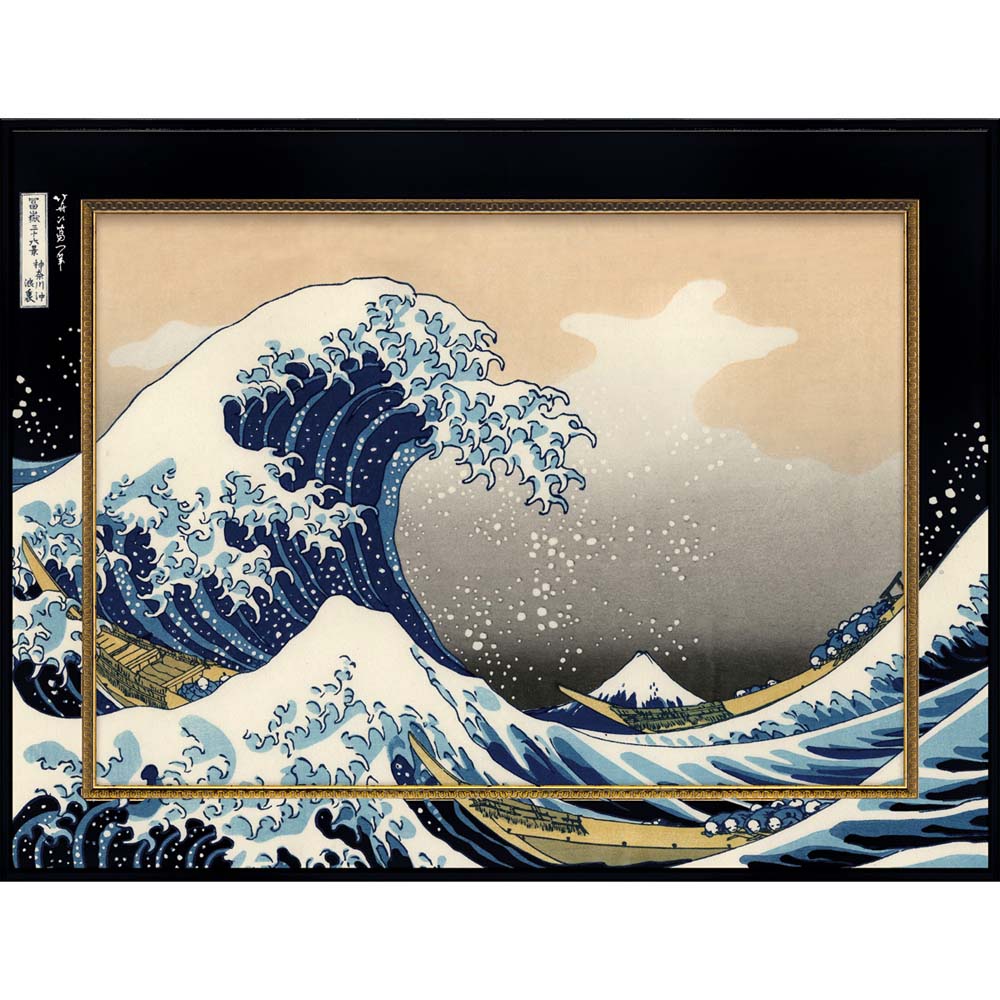 絵画 ビッグアート ～名画ＬＬシリーズ～（葛飾北斎「神奈川沖浪裏」） 額付き アート 名画 インテリア リビング 飾る 絵 おしゃれ 玄関 モダン ギフト 壁掛け 贈り物 応接間 プレゼント ダイニング Lサイズ