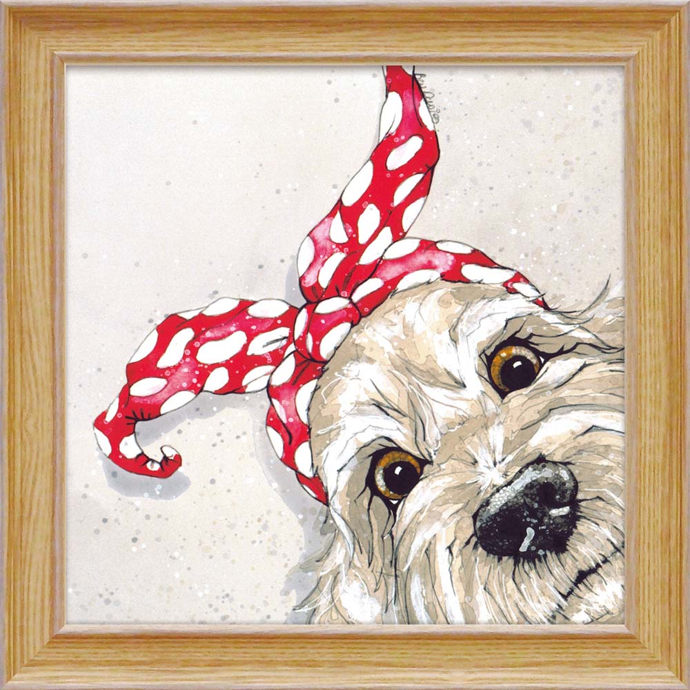 絵画 ベヴ デイビス「ドッティ ドゥードル」 かわいい 犬 壁掛け アート インテリア 額付き おしゃれ リビング 飾る 玄関 寝室 ギフト プレゼント 額装済み Lサイズ
