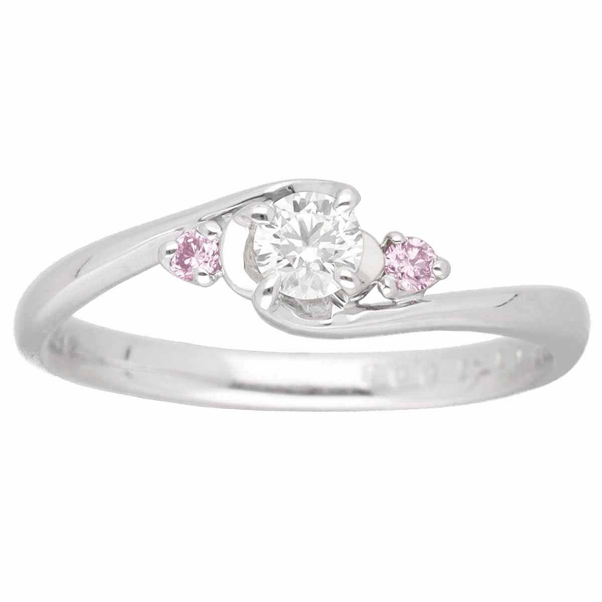 ダイヤモンド(0.171ct) サイドピンクダイヤモンド(0.03ct) リング Pt950 プラチナ 日本サイズ約11号 #51 鑑別書【送料無料】指輪【中古】22881101