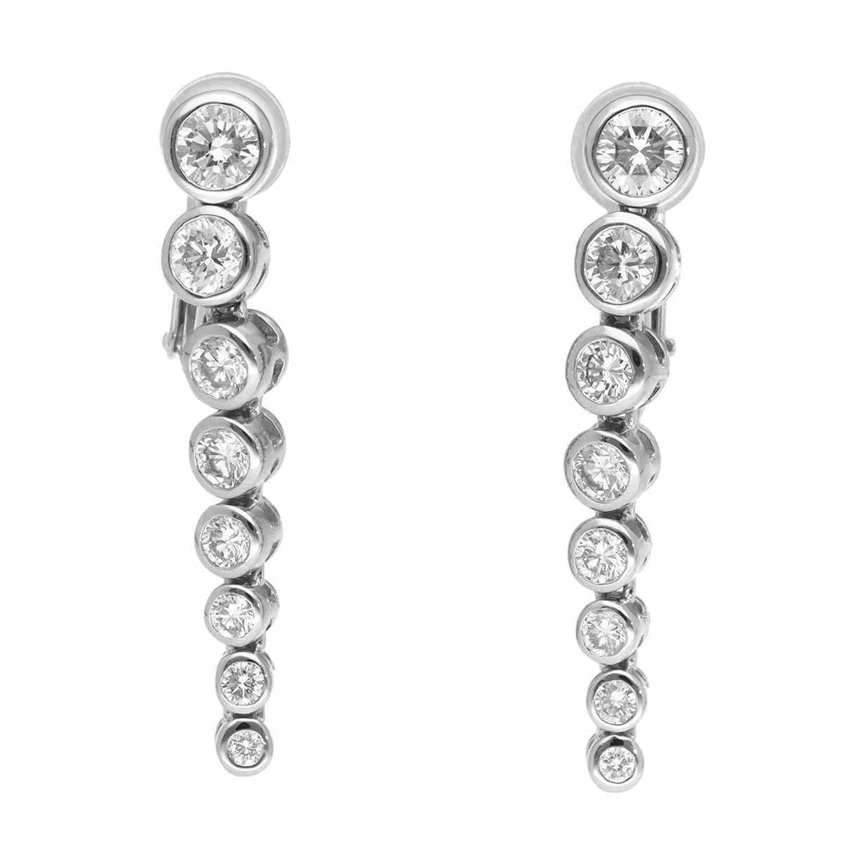 ダイヤモンド(1.13ct) グラデーション 覆輪留め イヤリング PT900 プラチナ 鑑別書【送料無料】【中古】TMR2401300001｜Azabu Vintage