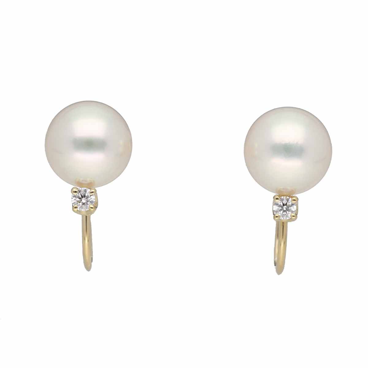 MIKIMOTO ミキモト パール(約7.4mm) ダイヤモンド イヤリング 750 K18 YG イエローゴールド【中古】アコヤ真珠【送料無料】TMR2508010001|Azabu Vintage