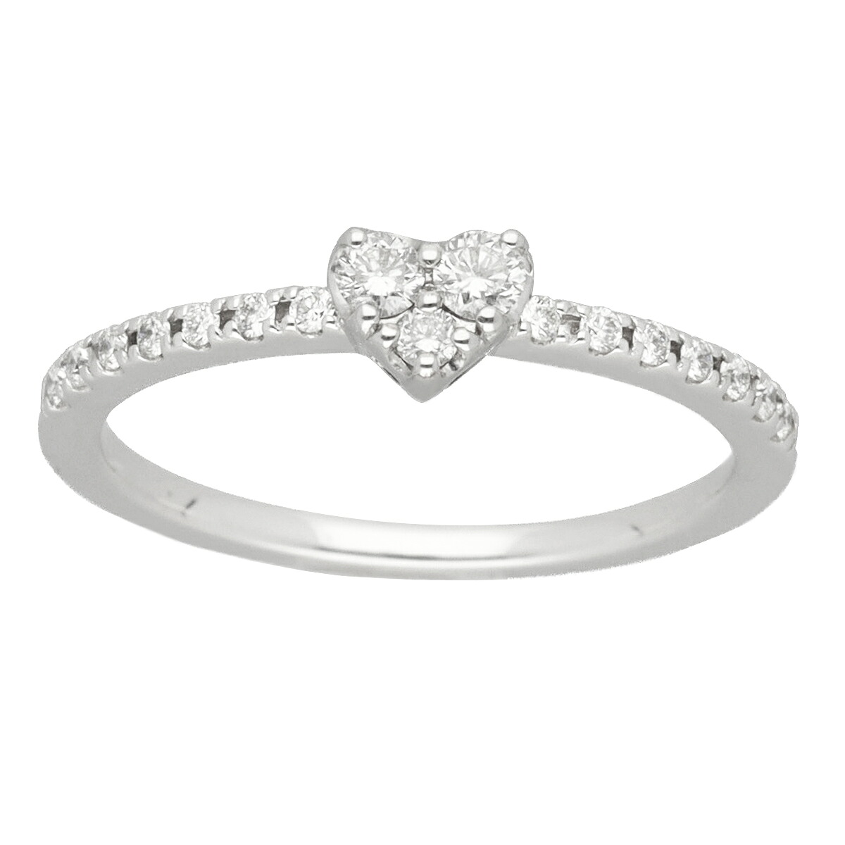 Ponte Vecchio ポンテヴェキオ ハートモチーフ ダイヤモンド(0.18ct)リング 750 K18 WG ホワイトゴールド 日本サイズ約9号 ♯49【送料無料】指輪【中古】TMR2509110001｜Azabu Vintage