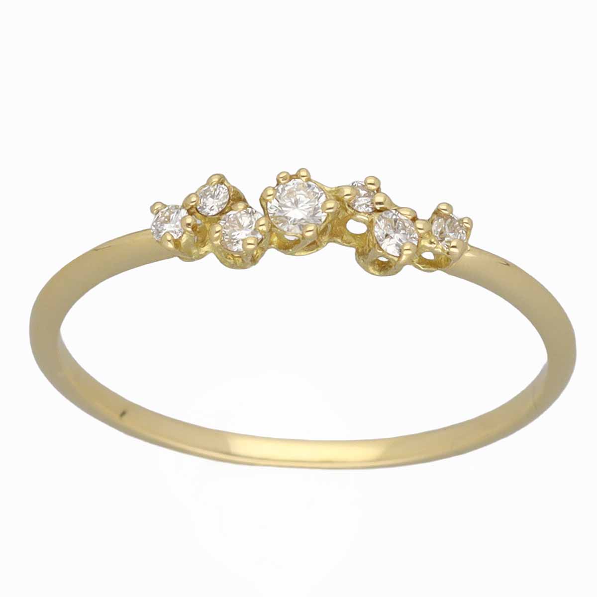 AHKAH アーカー ダイヤモンド(0.10ct) BB ビービーリング 750 K18 YG イエローゴールド 日本サイズ約11号 #51 かすみ草【送料無料】指輪【中古】TMR2510300001|Azabu Vintage