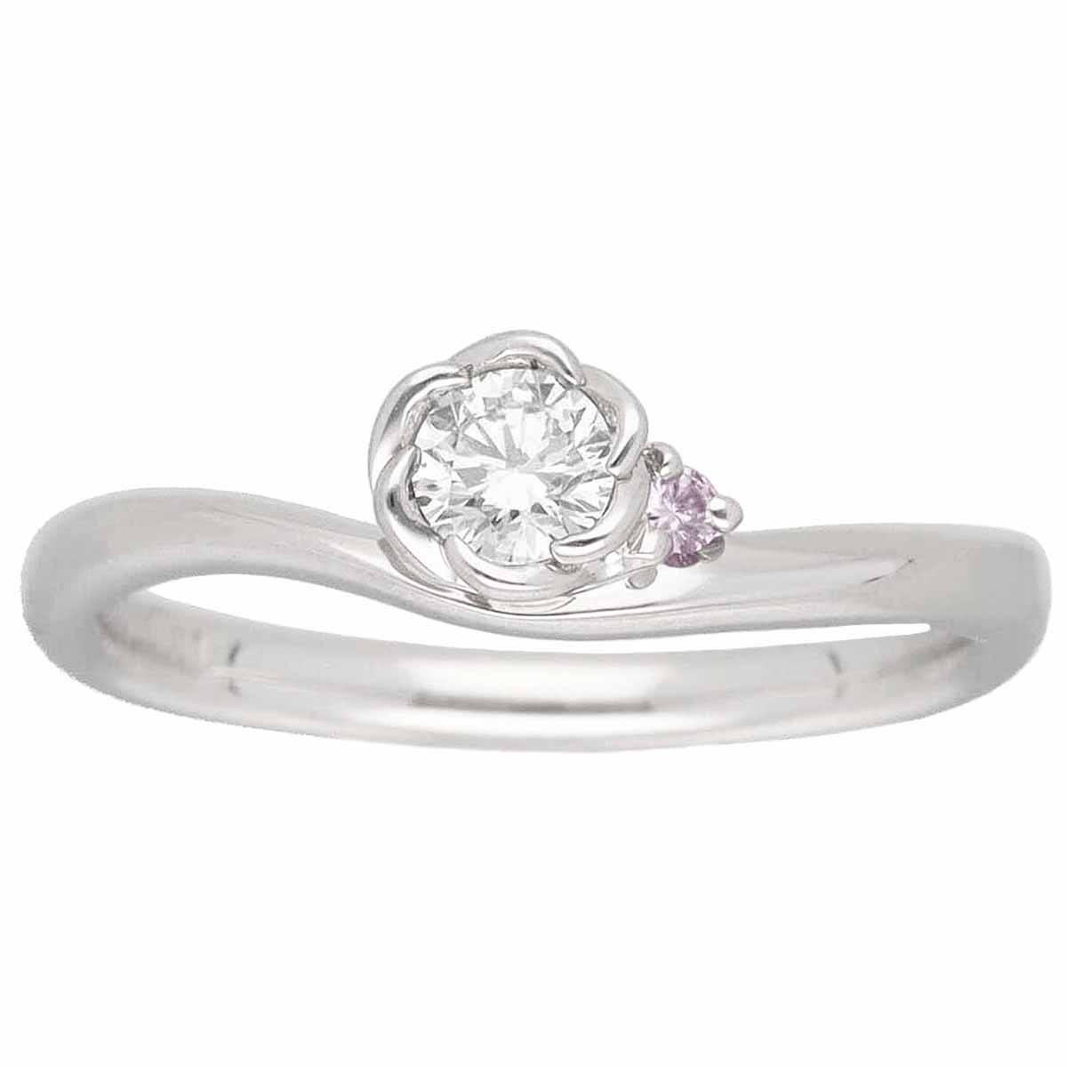 TRECENTI トレセンテ チェリーブロッサム ダイヤモンド(0.19ct)ピンクダイヤモンド(0.01ct) リング Pt950 プラチナ 日本サイズ約9号 #49 フローラ 【送料無料】指輪【中古】210121203