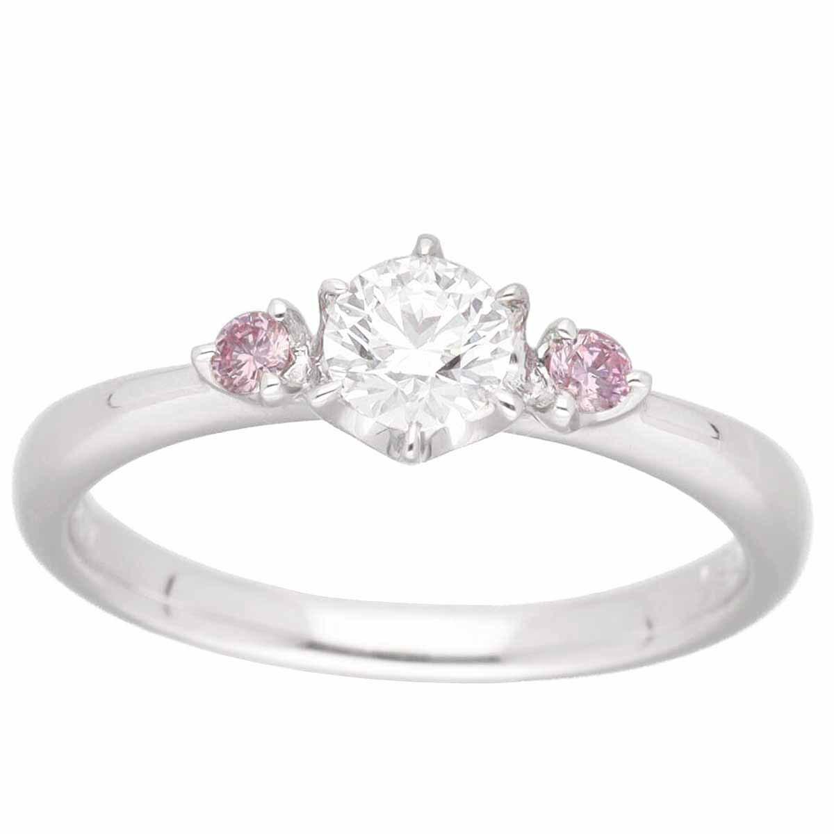 ダイヤモンド(0.274ct F-VS2-Ex) サイドピンクダイヤモンド(0.05ct)リング Pt950 プラチナ 日本サイズ約8号 #48 鑑定書【送料無料】指輪【中古】23651103｜Azabu Vintage