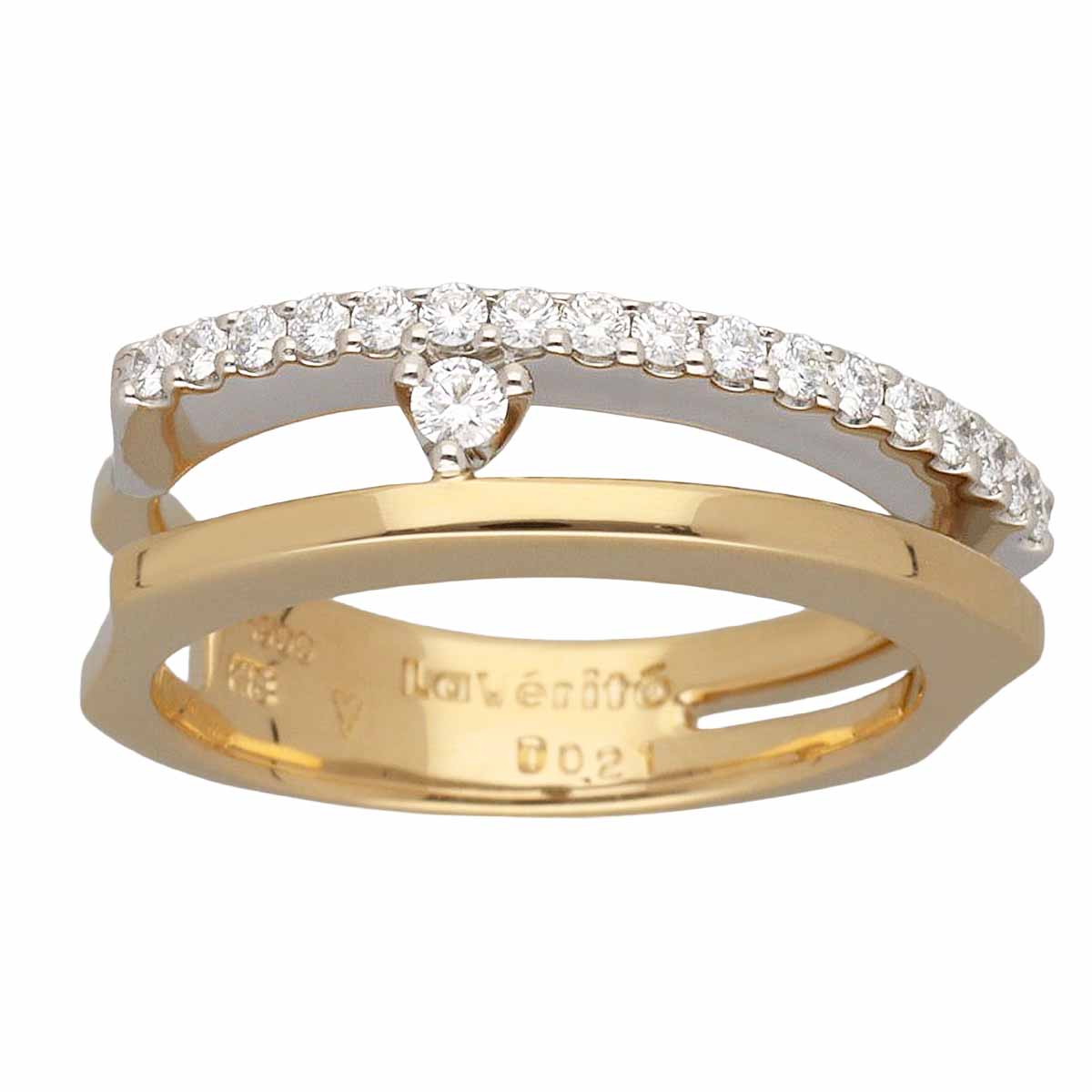 La verite ラ・ヴェリテ ダイヤモンド(0.21ct)コンビカラー リング 750 K18 YG イエローゴールド Pt900 プラチナ 日本サイズ約10号 #50【送料無料】指輪【中古】TMR2511070003|Azabu Vintage