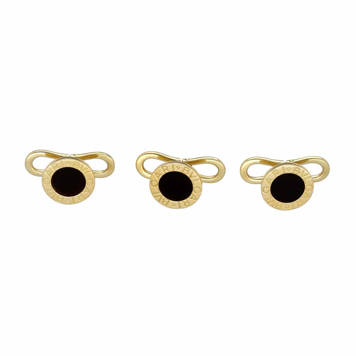 BVLGARI ブル小峡谷 ブルガリブルガリ スタッドボタン 参 仕掛ける オニキス 750 K18 YG 黄色ゴールド Italy【貨物輸送無料】【中古】TMR2603190003