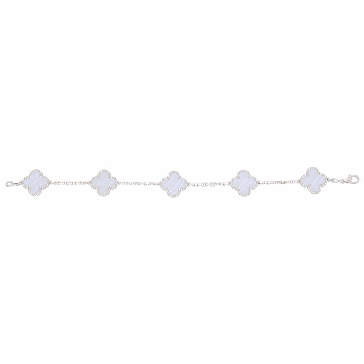 VanCleef&Arpels ヴァンクリーフ&アーペル ヴィンテージ アルハンブラ ブレスレット 5モチーフ カルセドニー 750 K18 WG ホワイトゴールド VCARD34700【送料無料】【中古】TMR2512250004