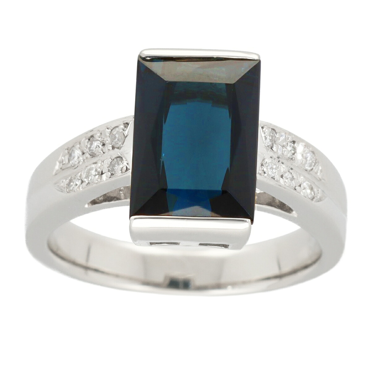 インディゴライト トルマリン(3.40ct)ダイヤモンド(0.12ct)リング Pt900 プラチナ 日本サイズ約13号 #53 鑑別書【送料無料】指輪【中古】TMR2507290010
