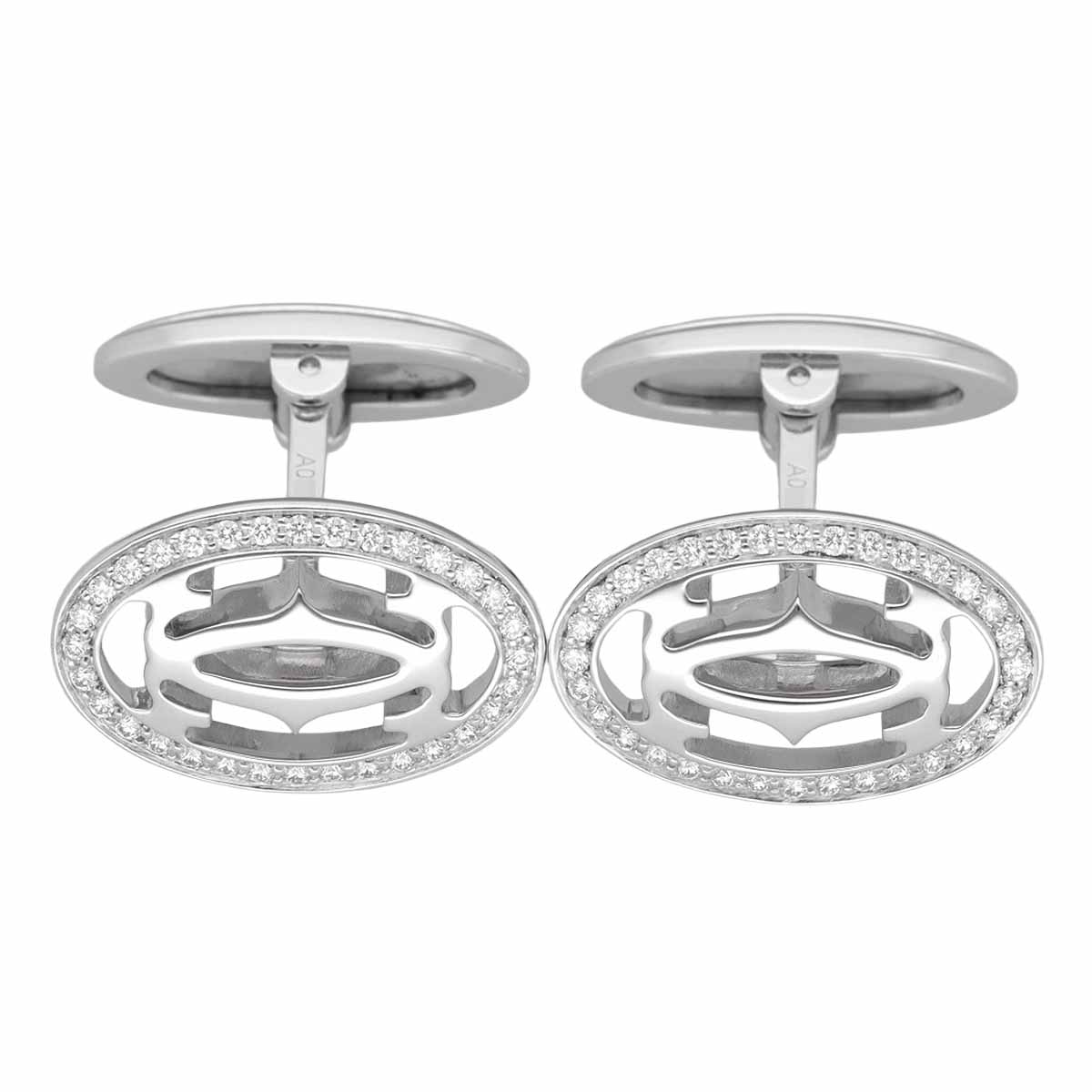 Cartier カルティエ 金剛石 ドゥーブル C ドゥ カルティエ カフリンクス 750 K18 WG 白いことゴールド made インチ france【貨物輸送無料】【中古】TMR2603260011