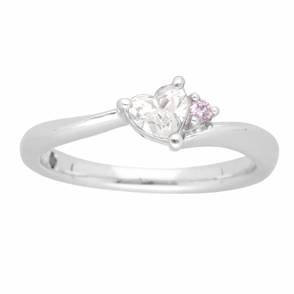 Canal 4 ℃ カナルヨンドシー ハートシェープダイヤモンド(0.212ct E-SI1)ピンクダイヤモンド リング Pt950 プラチナ 日本サイズ約7号 #47 鑑定書【送料無料】指輪【中古】22020106