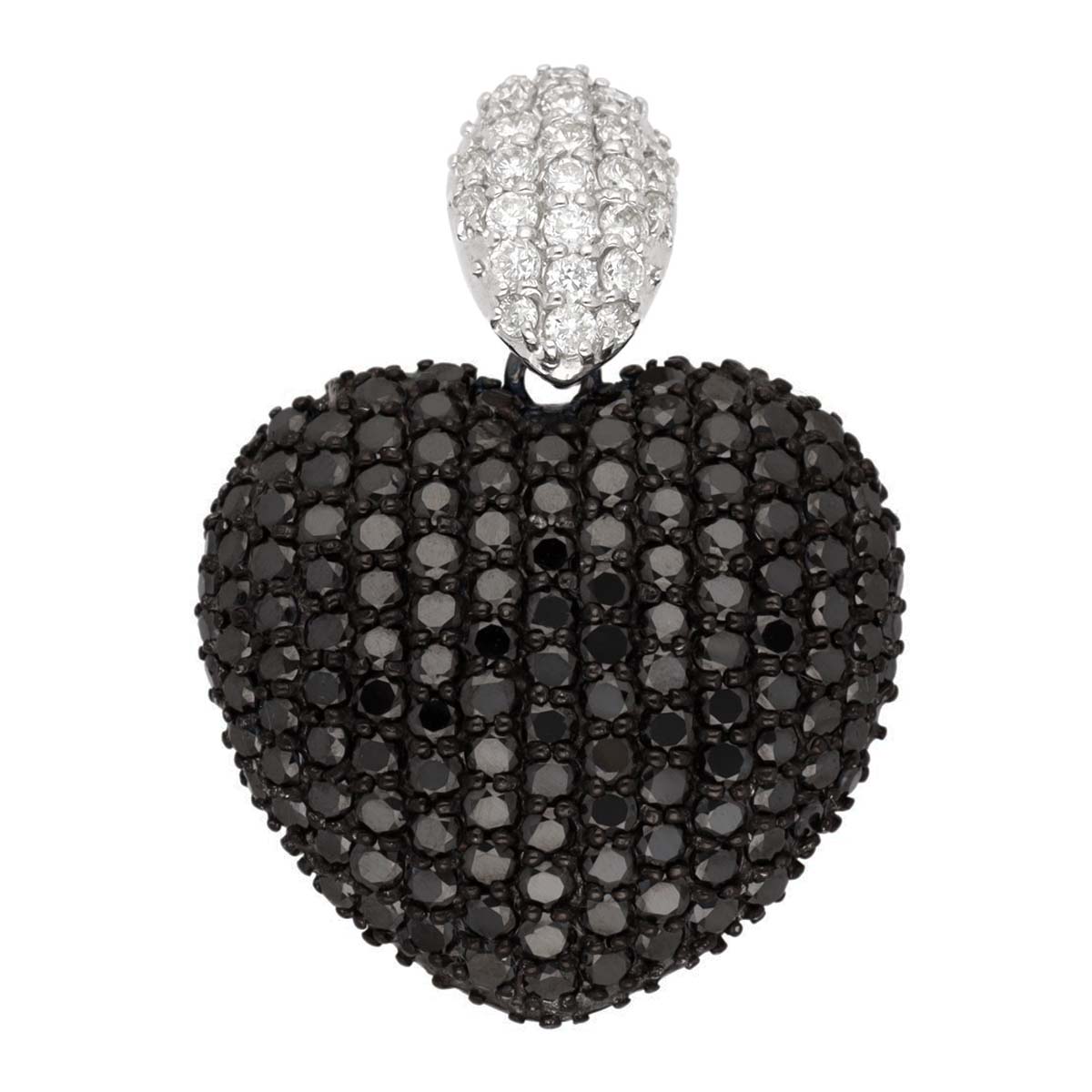 ハートモチーフ ダイヤモンド(0.32ct) ブラックダイヤモンド(2.50ct)ペンダントトップ 750 K18 WG ホワイトゴールド 鑑別書【送料無料】【中古】23571045 209,000円