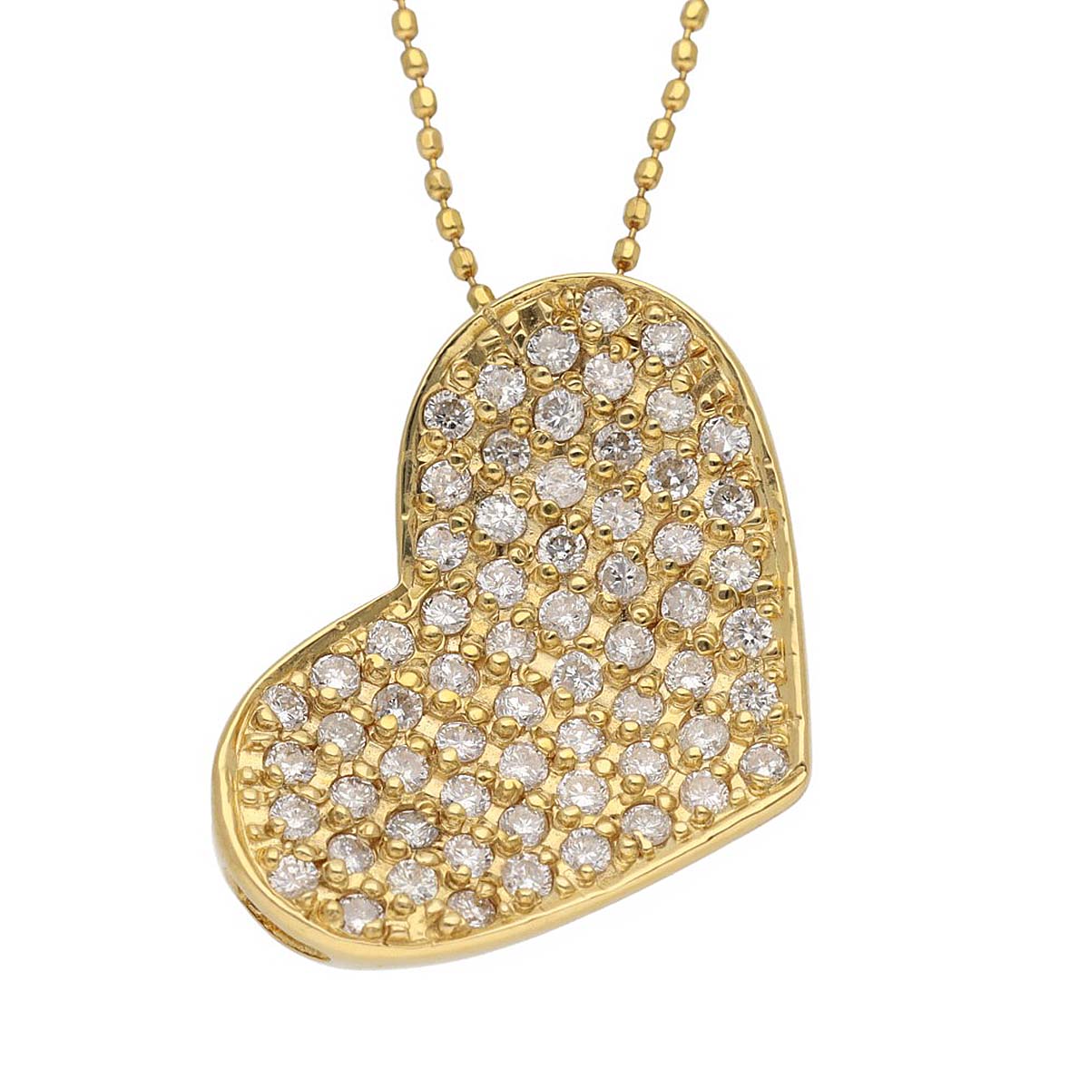 ダイヤモンド(0.80ct)ハートモチーフ ペンダント ネックレス 750 K18 YG イエローゴールド【送料無料】【中古】24060229