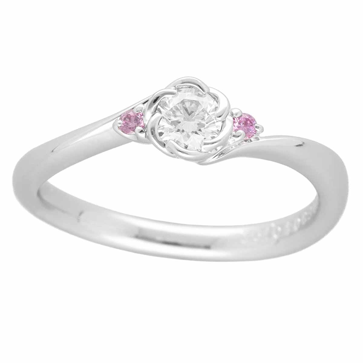 TRECENTI トレセンテ フローラ ダイヤモンド(0.192ct) 2Pピンクダイヤモンド(0.03ct) リング PT900 プラチナ 日本サイズ約8号 #48 鑑別書【送料無料】指輪 【中古】22500702
