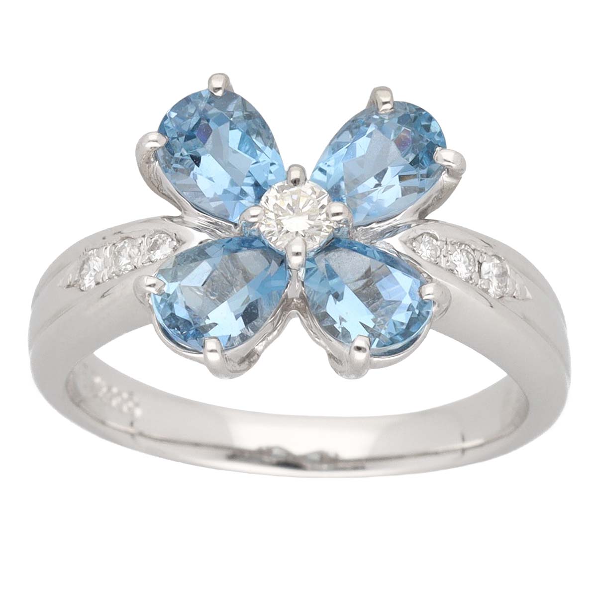 アクアマリン(1.46ct)ダイヤモンド(0.15ct)リング Pt900 プラチナ 日本サイズ約12号 #52【送料無料】指輪【中古】25020113