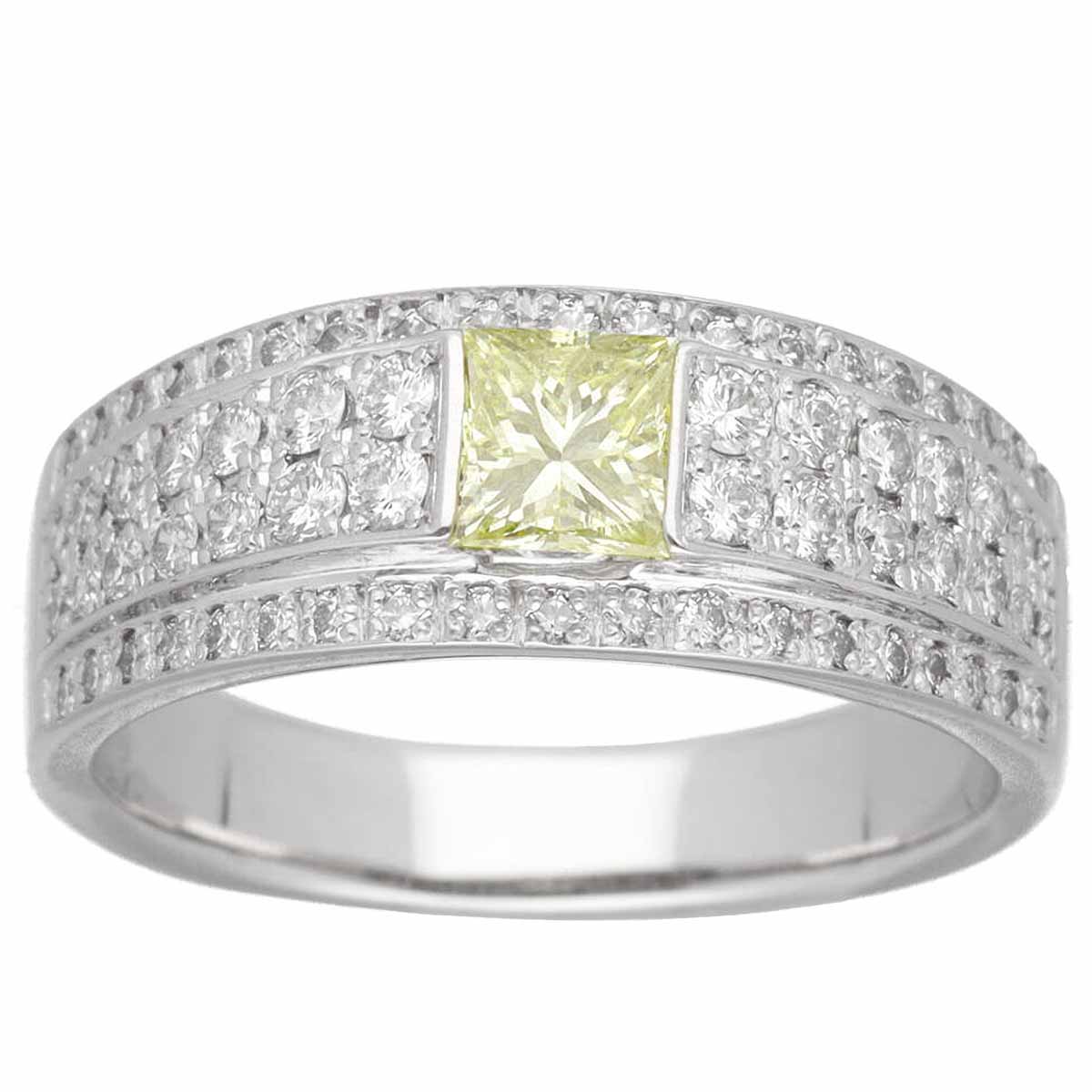 スクエア モディファイド ブリリアント ダイヤモンド(0.55ct)ラウンドダイヤモンド(0.59ct)リング Pt900 プラチナ 日本サイズ約15号 #55【送料無料】指輪【中古】23130316