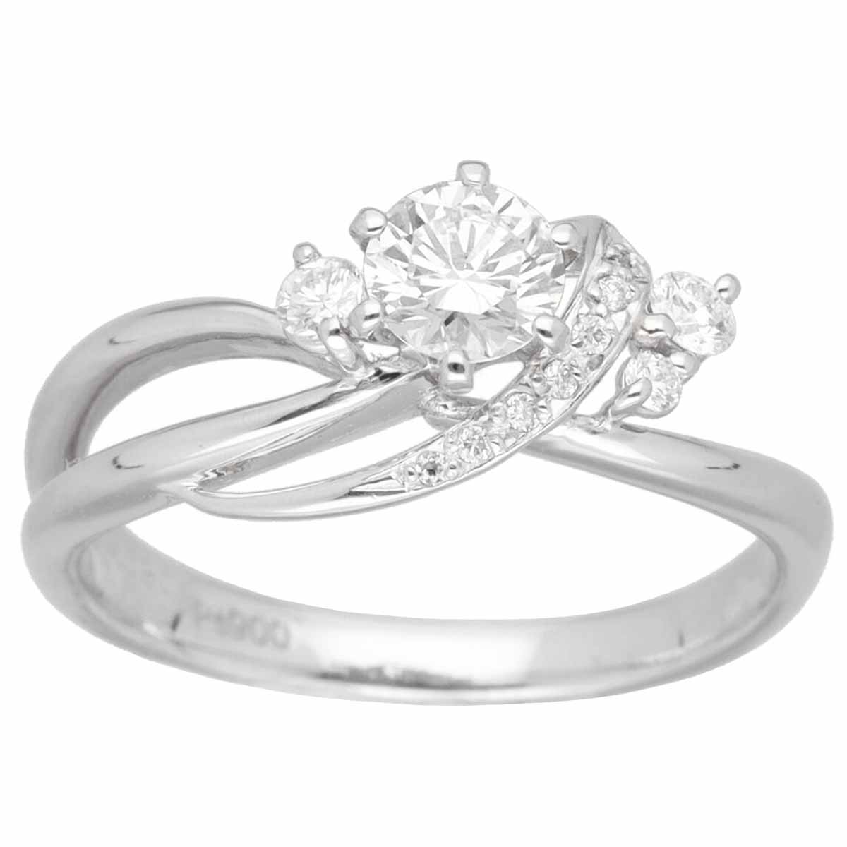 ダイヤモンド(0.323ct G-VS2-VG) サイドダイヤモンド(0.12ct) リング Pt900 プラチナ 日本サイズ約9号 #49 鑑定書【送料無料】【中古】22020110